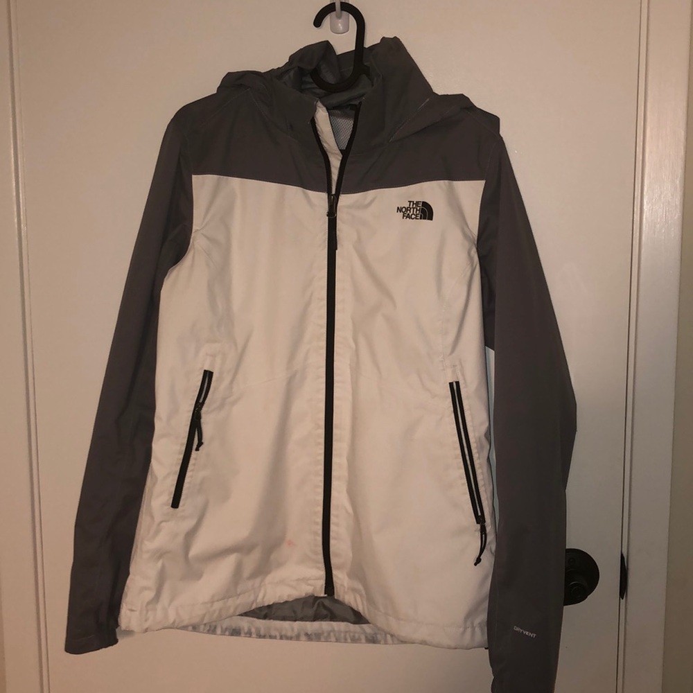 North Face rain coat - Grey & white, size Medium